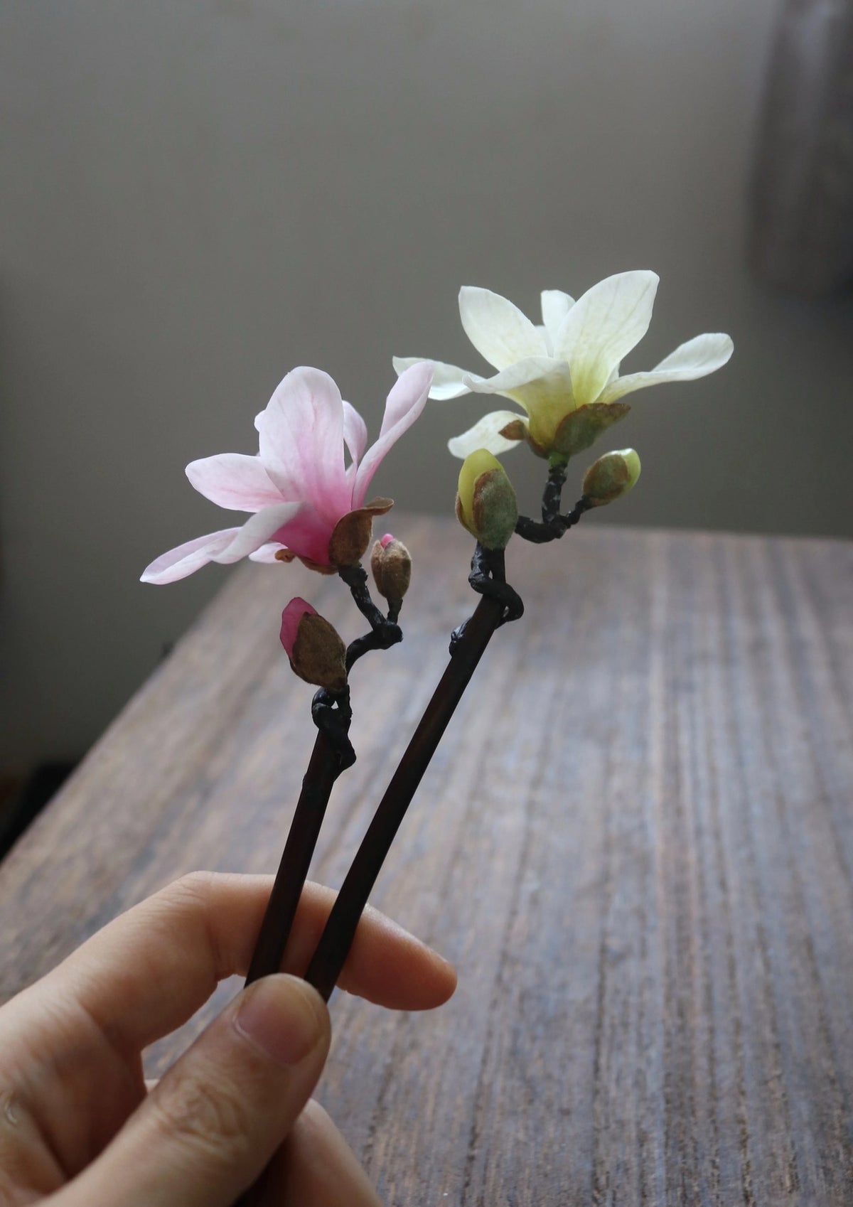 Magnolia Shadow Cold Porcelain Branch