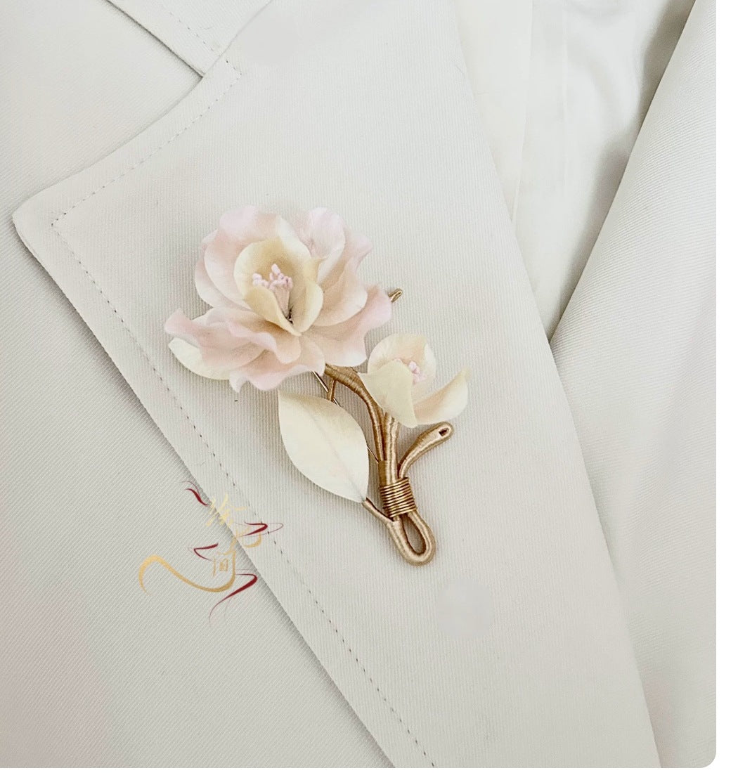 Pale Blossom Silk Brooch