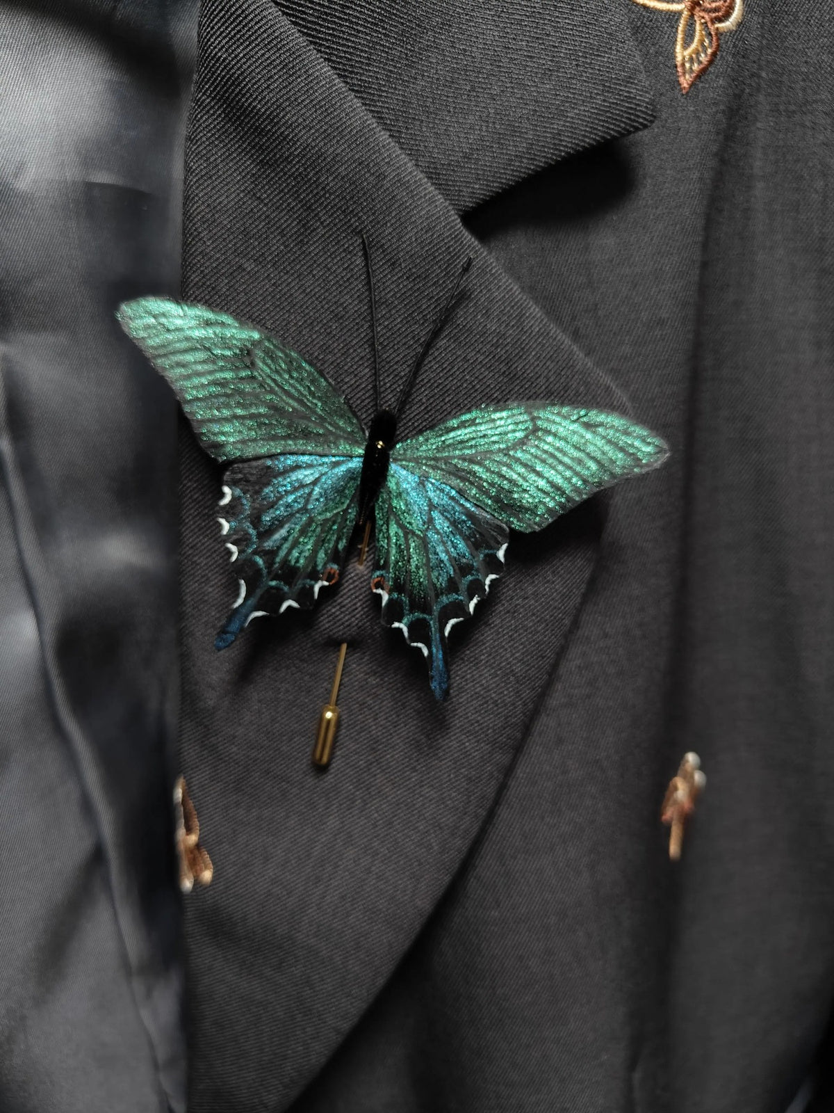 Blue-Green Swallowtail Trembling Silk Butterfly