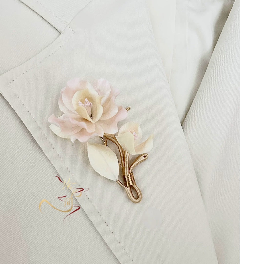 Pale Blossom Silk Brooch