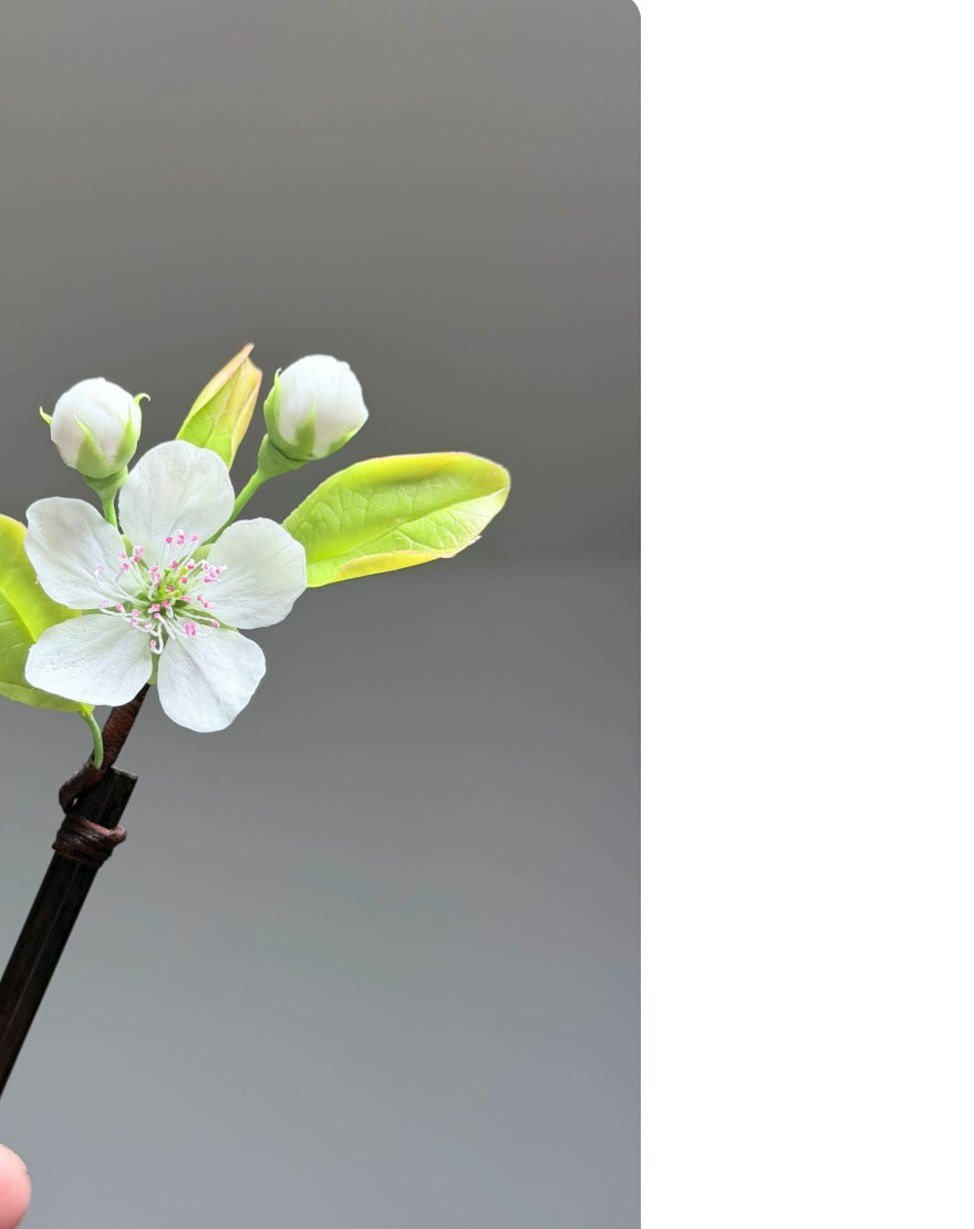 Spring Rain Pear Blossom Cold Porcelain Accessory