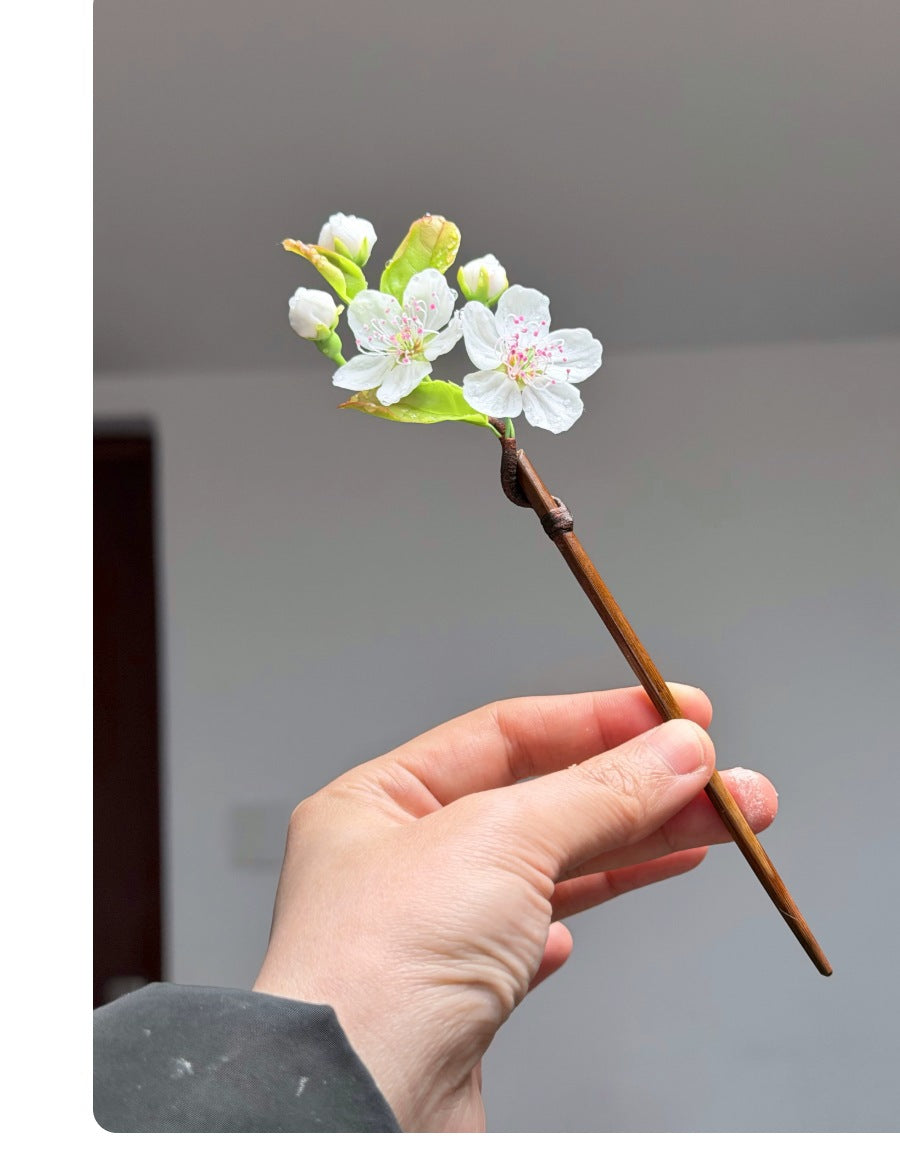 Spring Rain Pear Blossom Cold Porcelain Accessory