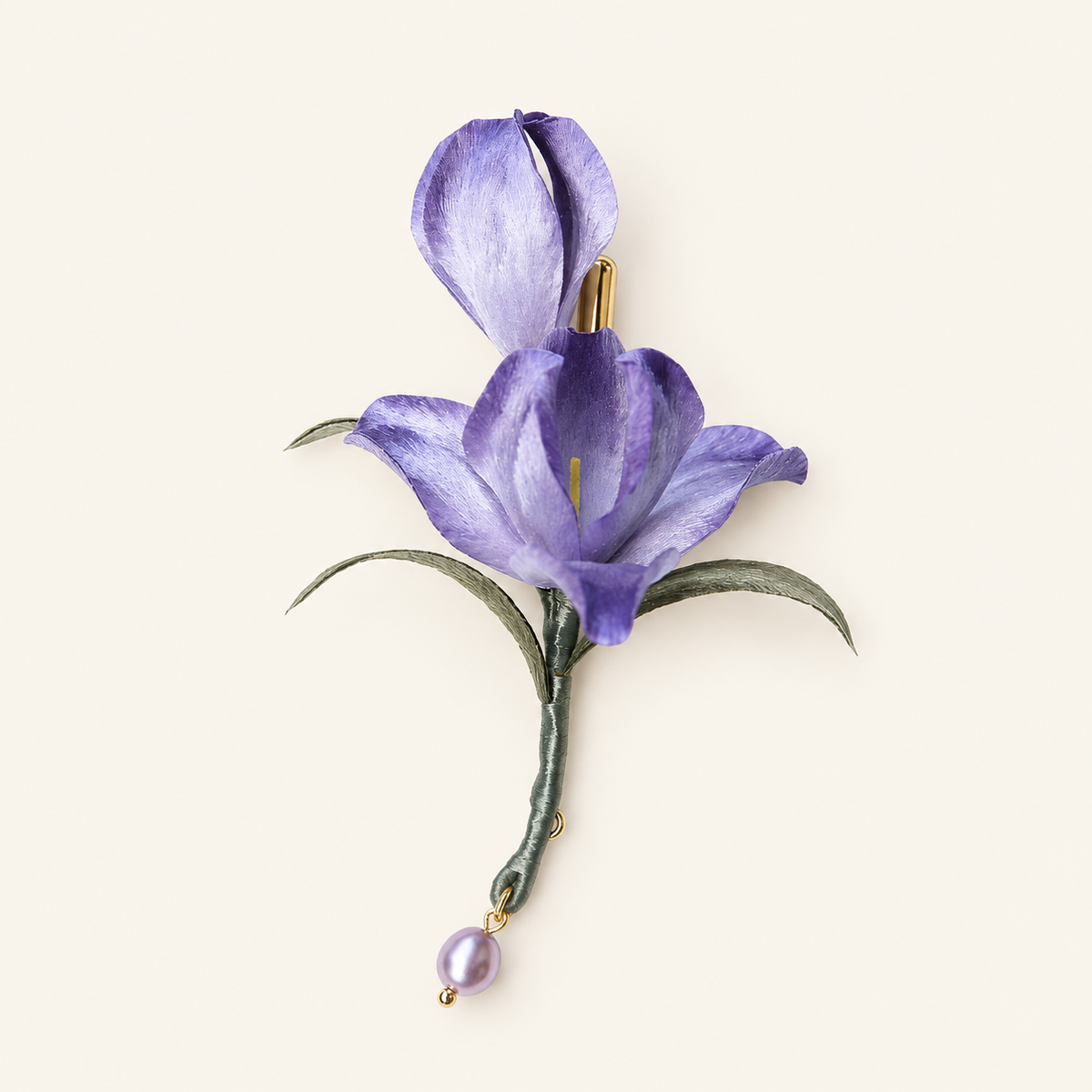 Purple Iris Silk Ronghua Brooch