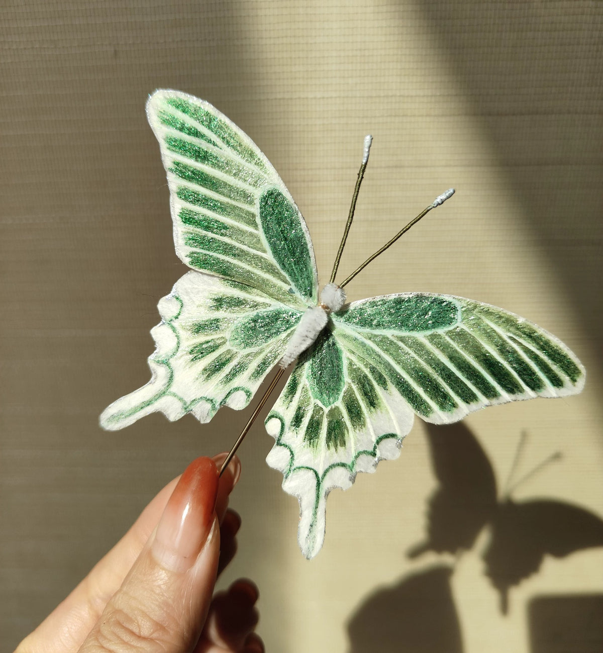 White-Green Swallowtail Trembling Silk Butterfly