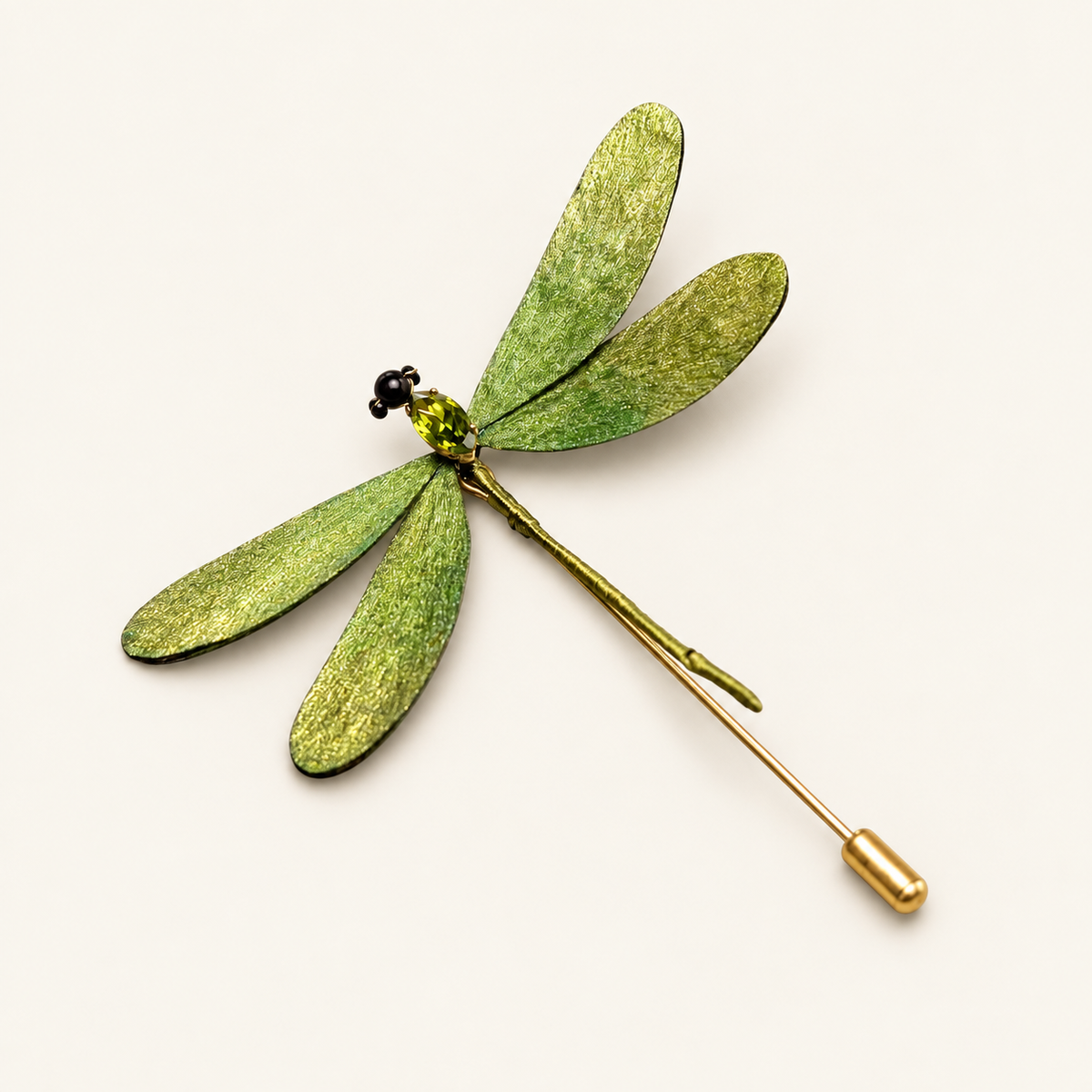 Jade Dragonfly Silk Ronghua Brooch