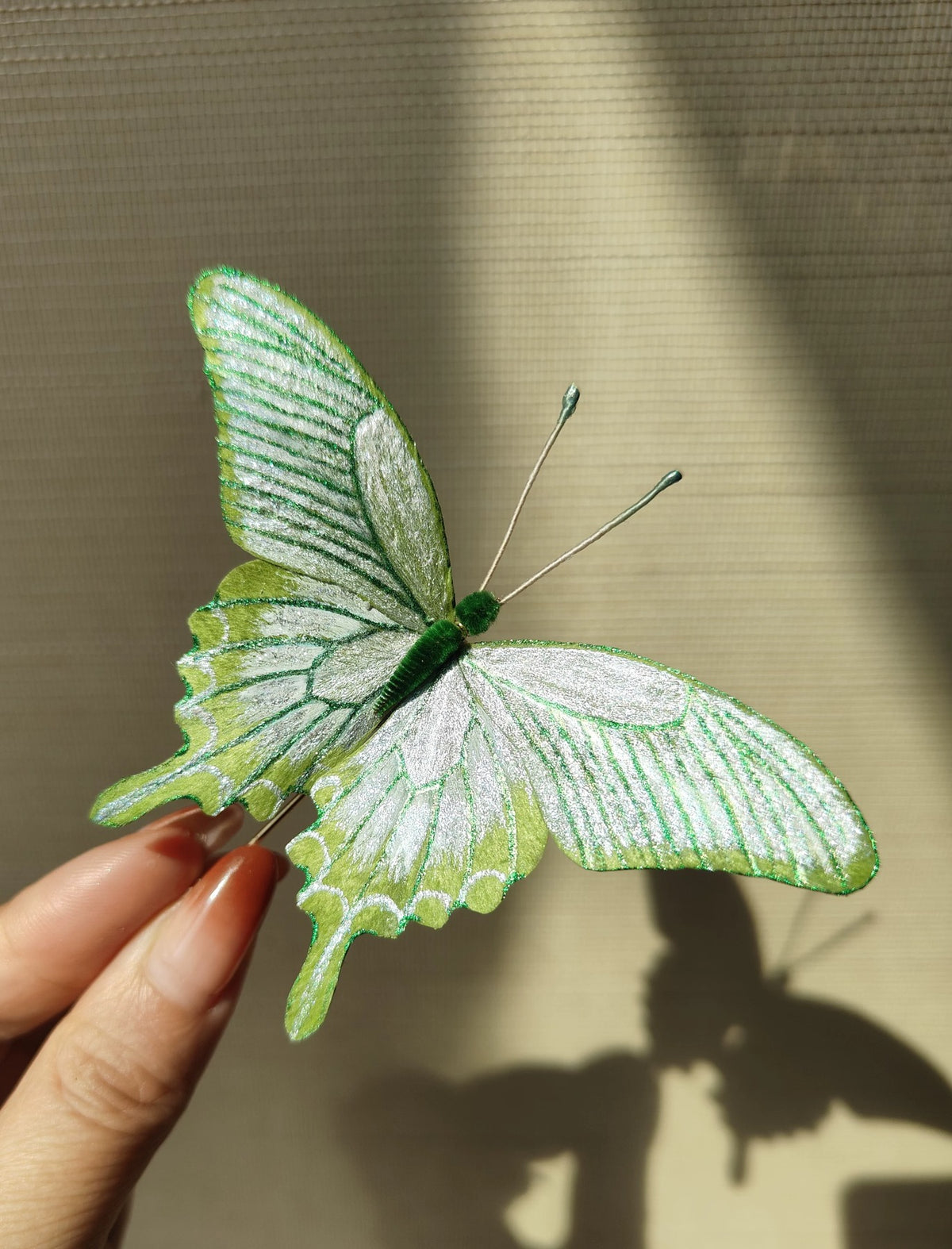 White-Green Swallowtail Trembling Silk Butterfly