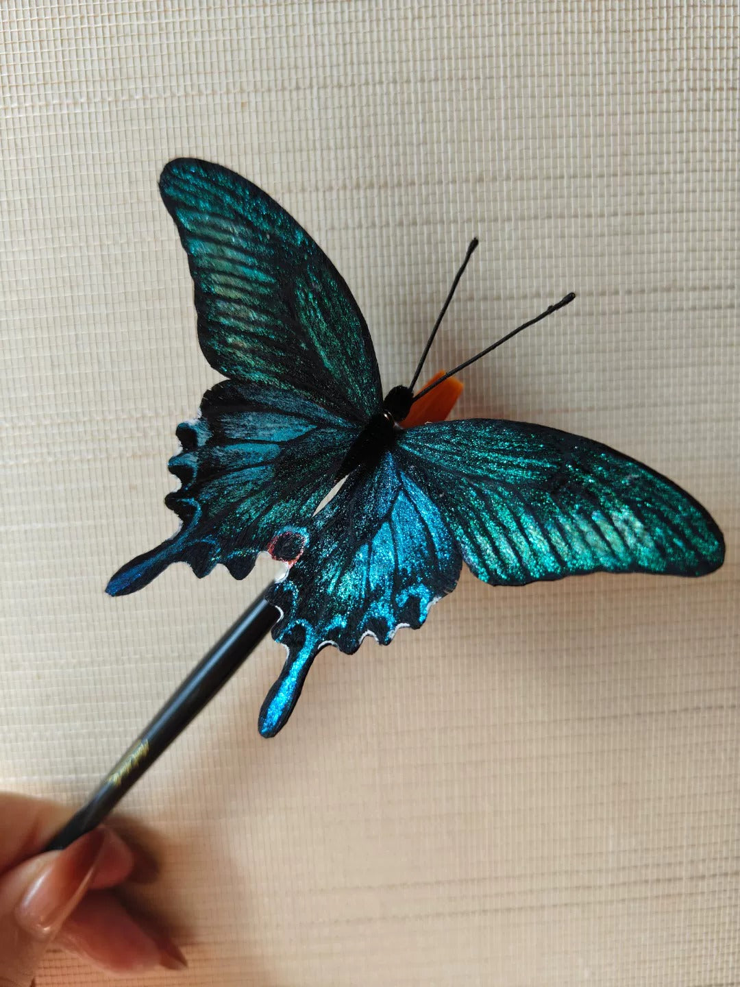 Blue-Green Swallowtail Trembling Silk Butterfly