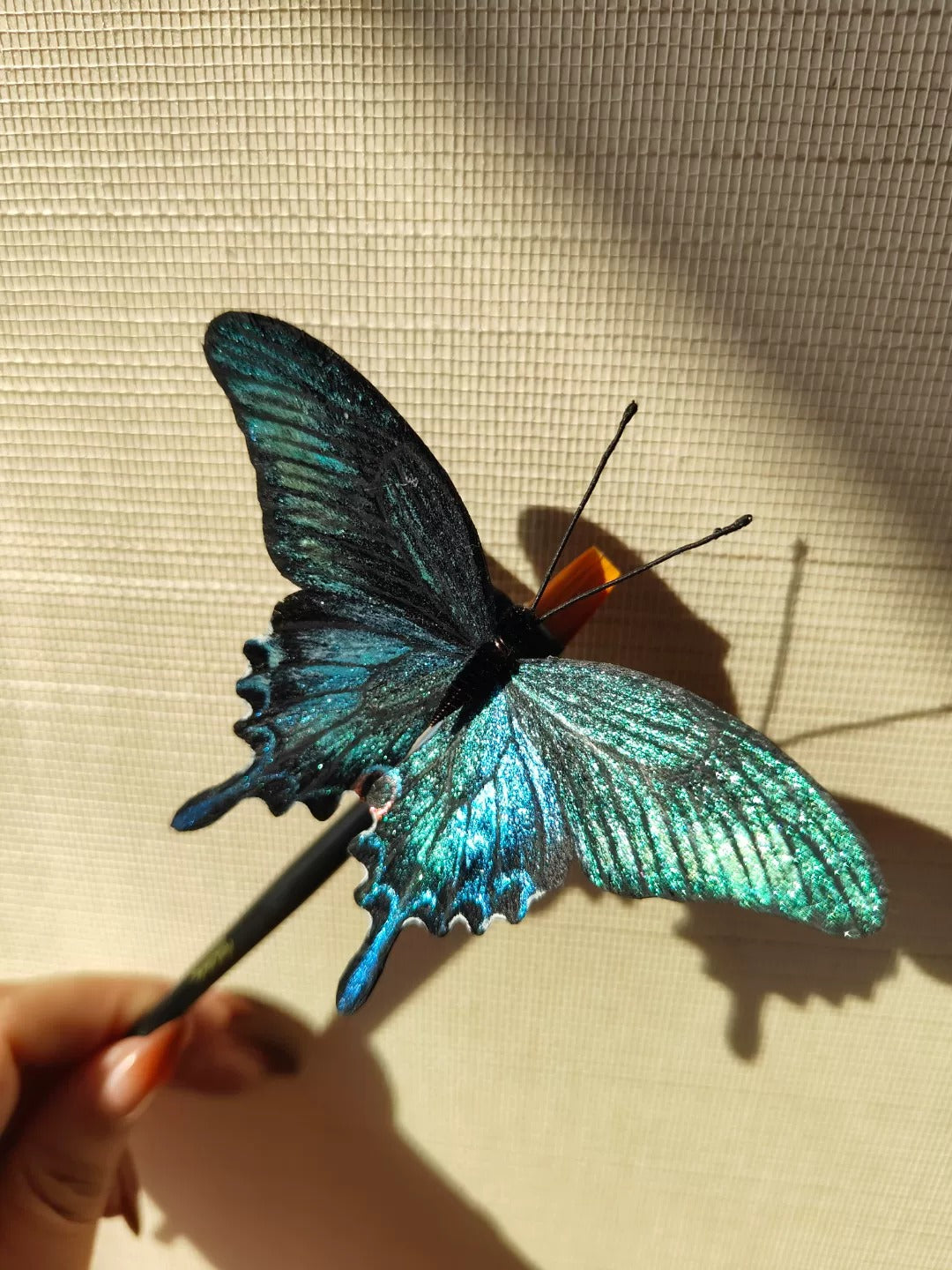 Blue-Green Swallowtail Trembling Silk Butterfly