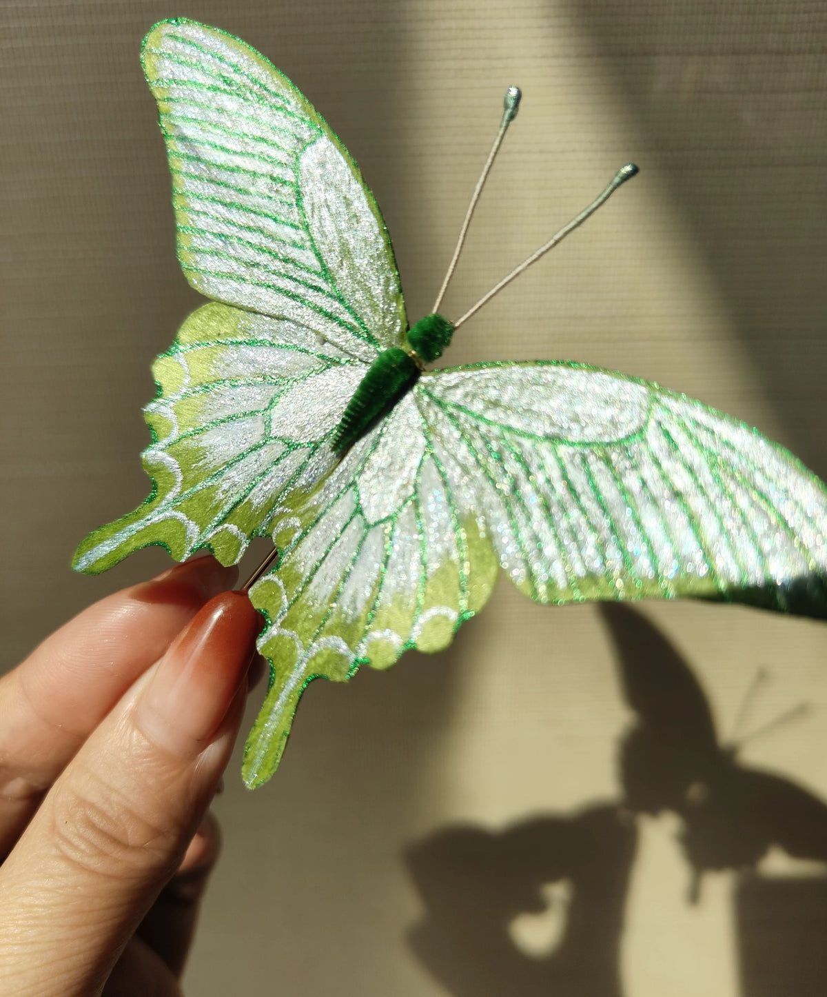 White-Green Swallowtail Trembling Silk Butterfly